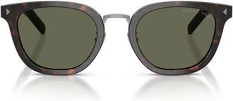Prada 52mm Polarized Cat Eye Sunglasses in Root Havana /Green Polar at Nordstrom