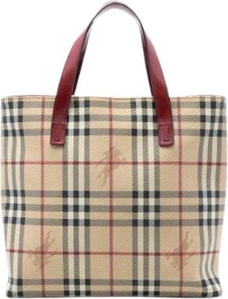 Burberry Pre-owned Tote Bags, female, Beige, Size: ONE SIZE Pre-owned Canvas Tote