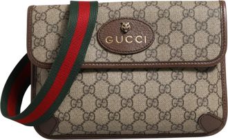 Gucci Supreme Monogram Neo Vintage Web Belt Bag Womens Brown (Pre-Owned)