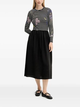 Desigual striped floral print midi dress - Black