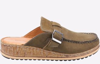 Hush Puppies Sorcha Mule Leather Sandal Womens - Green Leather (archived) - Size UK 5