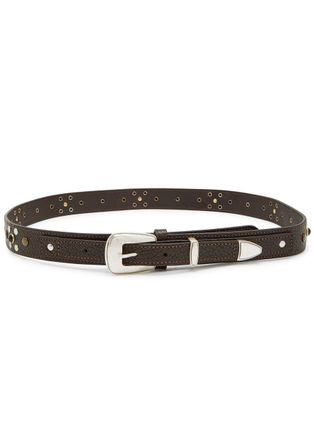 Christophe Lemaire Western Studded Grained Leather Belt - Brown - 100 (L)