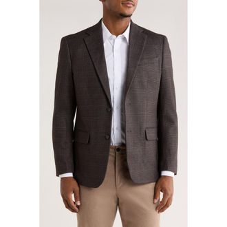 Duchamp Slim Fit Plaid Stretch Knit Blazer in Brown at Nordstrom Rack, Size 40