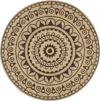 vidaXL Alfombra De Yute Tejida A Mano Estampado Marr&oacute;n Oscuro 150 Cm Vidaxl
