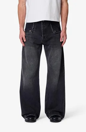 mnml Mule Pocket Kick Flare Jeans in Washed Black at Nordstrom, Size 34