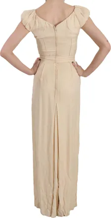 Dolce & Gabbana Womens Silk Column Cap Sleeve Gown Beige