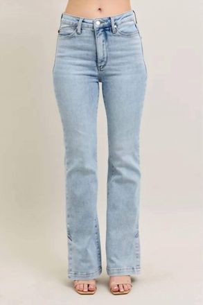 Judy Blue Tummy Control Vintage Wash Side Slit Slim Boot Jeans - Plus In Light
