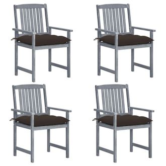 vidaXL Vidaxl - Sedie Da Giardino Con Cuscini 4 Pz In Massello Di Acacia Grigio
