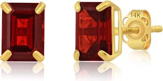 MAX + STONE 14k Yellow or White Gold Solitaire 7x5mm Gemstone Stud Earrings