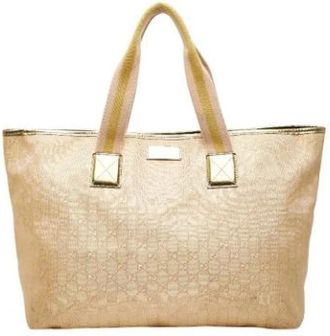 Gucci Pre-owned Tote Bags, female, Beige, Size: ONE SIZE Pre-owned Canvas Tote Bag