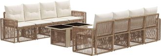 vidaXL Conjunto De Sof&aacute;s De Jard&iacute;n 9 Uds. Beige Y Blanco Crema Vidaxl
