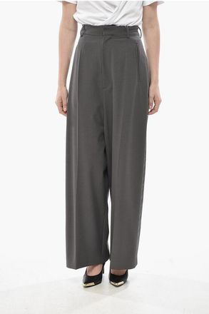 Maison Margiela MM6 High-Waist Palazzo Trousers with Satin Side Stripes size 38