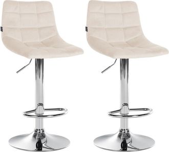 Clp Clp - Juego De 2 Taburetes De Bar Jerry En Terciopelo Crema Cromado