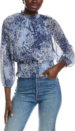 Shelli Segal Laundry By Shelli Segal Printed Smocked Blouse