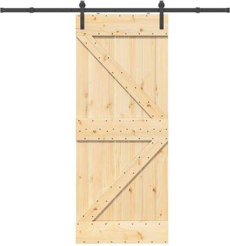 vidaXL Puerta Corredera Con Herrajes Madera Maciza De Pino 85x210 Cm Vidaxl