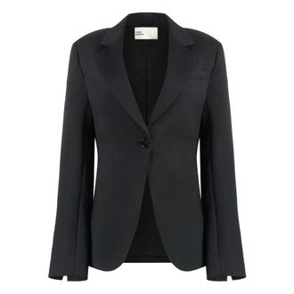 Tory Burch Jassen, Dames, Zwart, S, Katoen, Textured Crepe Blazer