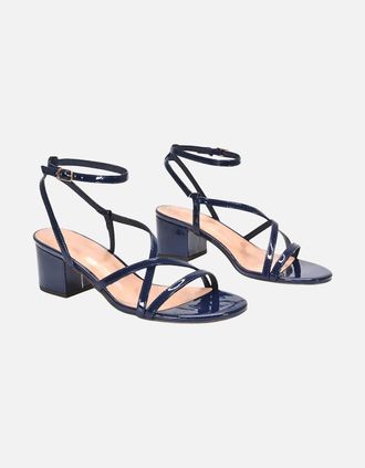 XY London Womens XY London Womens/Ladies Maria Patent Strappy Block Heel Sandals - Navy - Size: 7