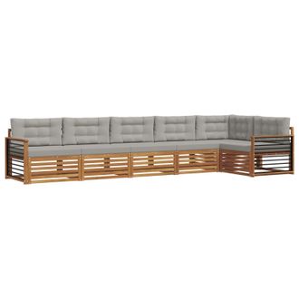 vidaXL Conjunto De Sof&aacute;s De Exterior 6 Pcs Gris Natural Y Claro Vidaxl
