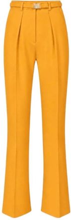 Elisabetta Franchi Crepe Broek Met Riem - Dames - Wijde Broeken - Geel - S - Polyester - Broeken