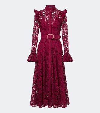 LEO LIN Abito midi Aliyah in pizzo