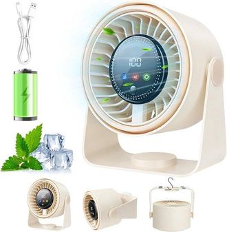 No Brand Ventilador De Mesa, Ventilador Usb 3 En 1, Ventilador De Mesa Silencioso, Mini Ventilador, 5 Velocidades, Ventilador De Mesa De Camping A Pilas, Ajust