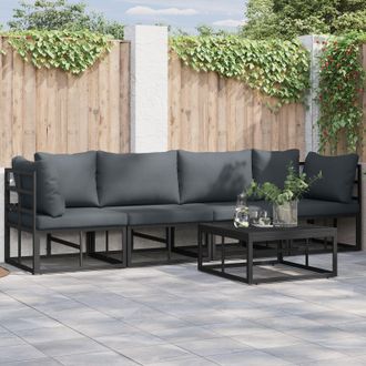 Berkfield Home Garden Sofa Set 5 pcs Black 70 x 70 x 32 cm Aluminium