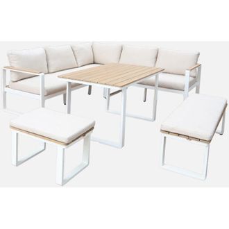 Sweeek Set di mobili da giardino a 8 posti in legno di acacia e alluminio