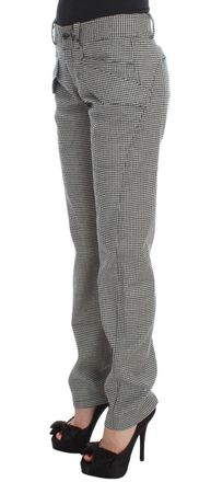 Ermanno Scervino Womens Checkered Cotton Blend Trousers Black