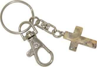 Generic N138 - Jasper Gemstone Cross Charm Keyring Hanging Protection & Good Luck Handmade by Jeannieparnell