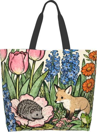 Generic Flower Garden Animals Shopping Bag Handle Women Handbag Lightweight Shopping Bags For Travel Daily Use Casual
