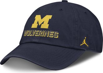 Nike Jordan Mens Michigan On-Field Club Gameday Jordan Brand College Adjustable Hat in White | JC0141SMWN-MBJ