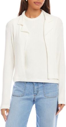 Karen Kane Notch Lapel Rib Jacket in White at Nordstrom, Size X-Large