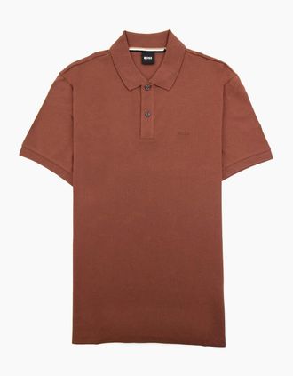 HUGO BOSS Mens Hugo Boss Pallas Embroidered Logo S/s Polo Brown 211 - Size: 42