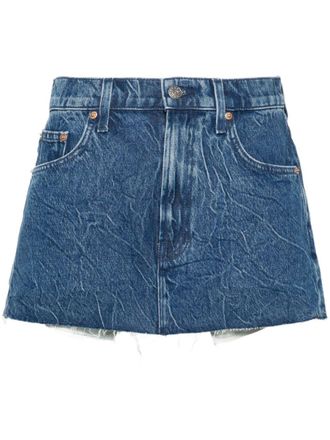 Mother The Fun Dip Micro Cut denim mini-rok - Blauw
