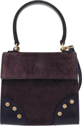 Celine Handbag Suede Purple Suede Handbag (Pre-Owned)