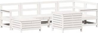 vidaXL 7 Piece Garden Sofa Set White Solid Wood Pine Vidaxl