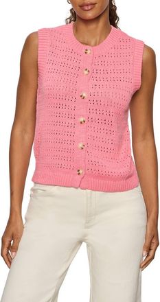 Sanctuary Cotton Pointelle Sleeveless Sweater in Bloom Pink at Nordstrom, Size Xx-Large