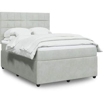 vidaXL Vidaxl - Cama Box Spring Con Colch&oacute;n Terciopelo Gris Claro 140x190 Cm
