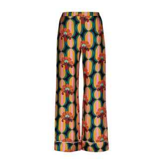 La DoubleJ Wide Trousers, female, Multicolor, M, Silk Twill Pajama Trousers Blue Petrol