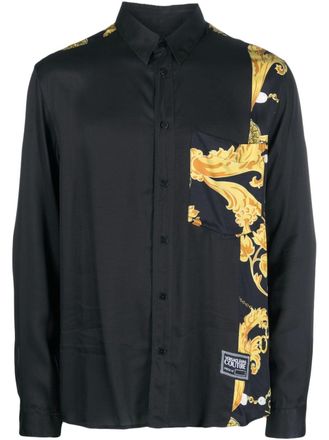 Versace Jeans Couture baroque-print spread-collar shirt - men - Viscose - 46 - Black
