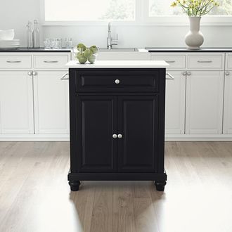 Crosley Furniture Cambridge Stone Top Portable Kitchen Island/Cart Black/White