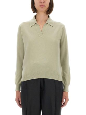 Maison Margiela Green Solid Shirt Collar Sweater