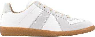 Maison Margiela White Low-Profile Leather Suede Sneakers