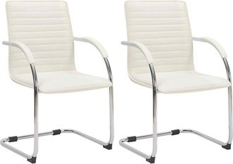 Clp Clp - Lote De 2 Sillas De Visita Tira Imitaci&oacute;n Cuero Crema