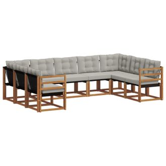 vidaXL Conjunto De Sof&aacute;s De Exterior 9 Pcs Gris Natural Y Claro Vidaxl