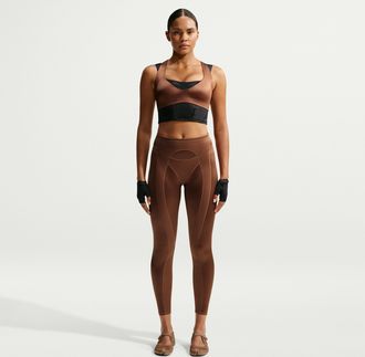 Nike Womens SKIMS Satin Shine High-Waisted 26 Leggings in Brown | IV6690-263