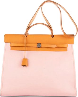 Herm&egrave;s Borsa tote con rifinitura in pelle - Rosa