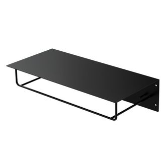 ML Design Ml-design - Perchero De Pared Con Barra De Colgar Y Estante Flotante Para Sombreros 60x30x15 Cm Negro Met&aacute;lico Vestidor O Armario De Pasillo Panel Col