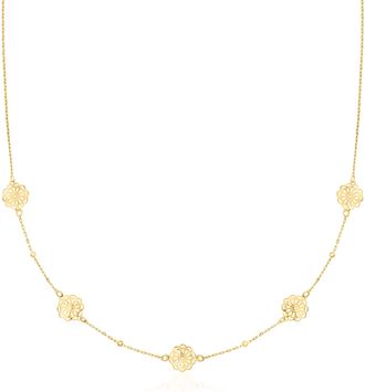 Canaria Canaria Italian 10kt Yellow Gold Flower Station Necklace