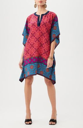 Trina Turk Theodora Silk Caftan Dress in Coral Multi at Nordstrom Rack, Size X-Small/small